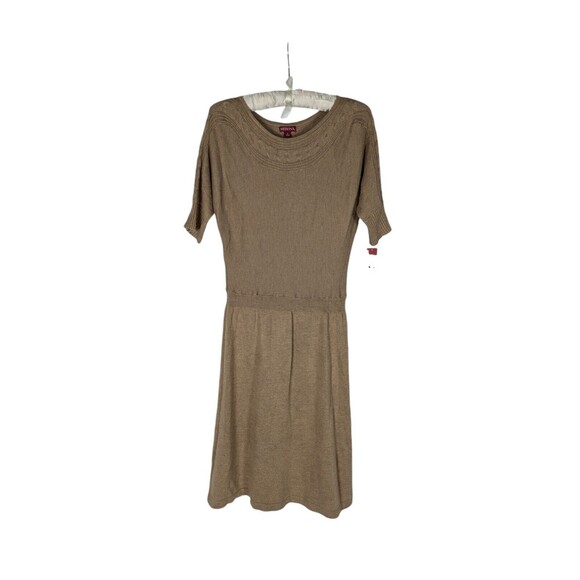 Merona Sz L Women's Beige 3/4 Sleeve Drop Waist Cable Knit Sweater Dress - Picture 1 of 8